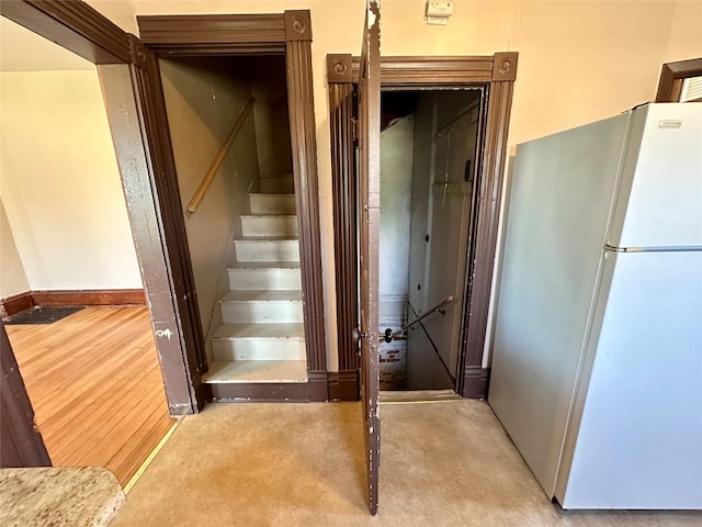 stairs with baseboards