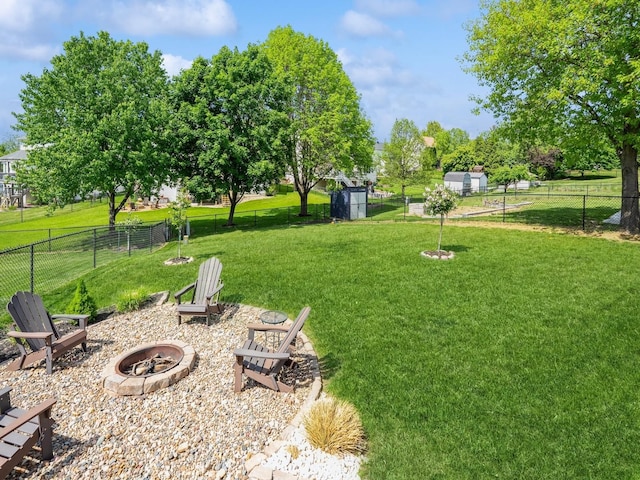 5031 Cherrywood Dr, West Des Moines, IA 50265 - view of yard with a fire pit