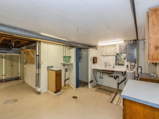 below grade area with electric panel
