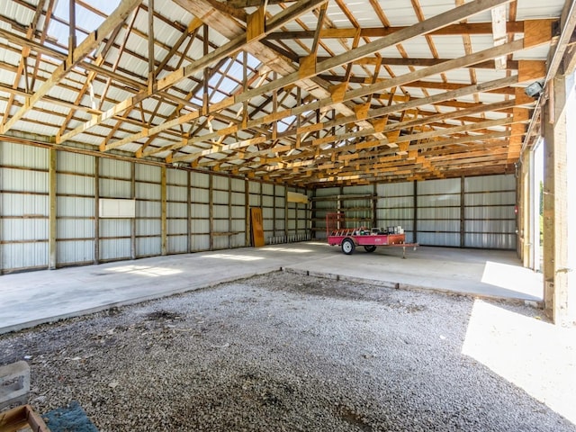 garage with metal wall