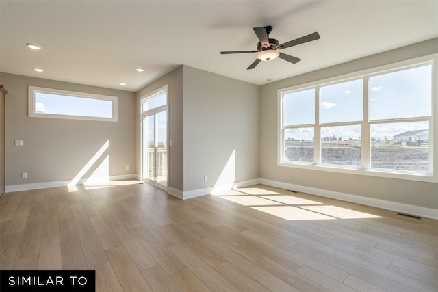 4416 NE 8th St, Ankeny, IA 50021 - unfurnished room with baseboards, light wood-style flooring, recessed lighting, and ceiling fan