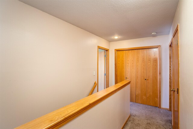 1509 SE Delaware Ave Unit 10, Ankeny, IA 50021 - corridor with an upstairs landing, carpet floors, and a textured ceiling