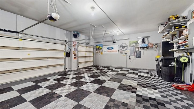 garage with a garage door opener