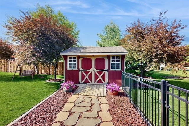view of shed