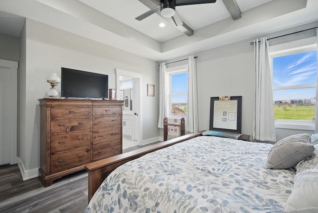 425 NW Woodmoor Dr, Waukee, IA 50263 - bedroom featuring wood finished floors, multiple windows, baseboards, recessed lighting, and ceiling fan