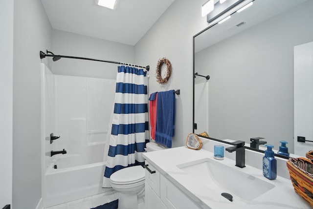 425 NW Woodmoor Dr, Waukee, IA 50263 - bathroom with toilet, shower / bath combo, vanity, and marble look tiles
