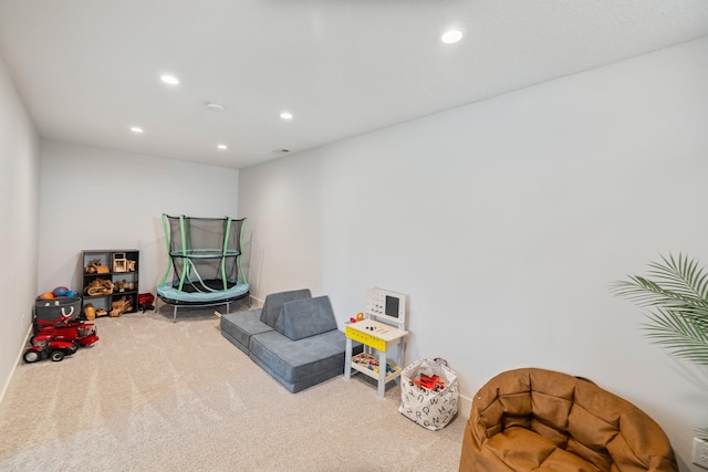 playroom featuring carpet and recessed lighting