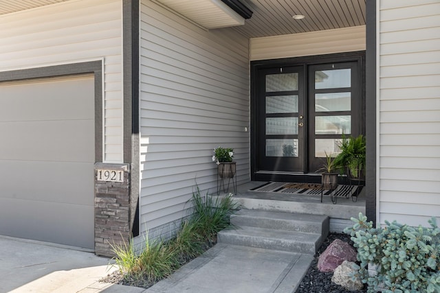 view of exterior entry with french doors