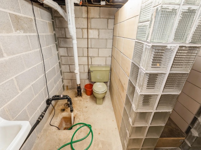 820 Main St, Norwalk, IA 50211 - bathroom featuring toilet and concrete block wall