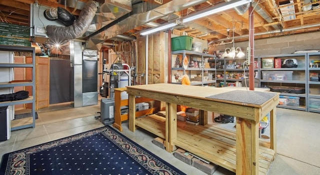 view of unfinished basement