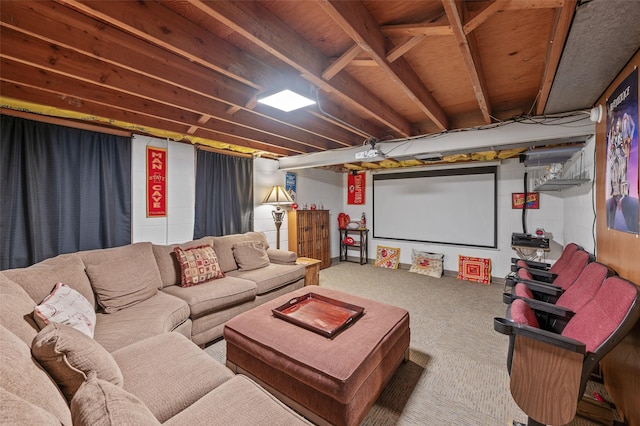 view of carpeted home theater