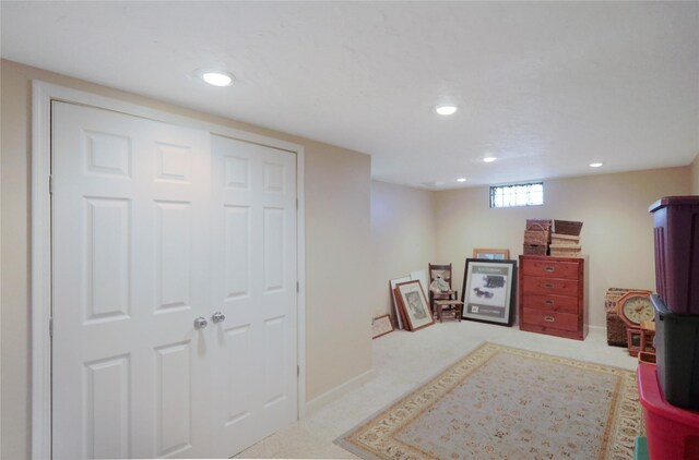 4027 Fagen Dr, Des Moines, IA 50310 - basement with recessed lighting, carpet floors, and baseboards
