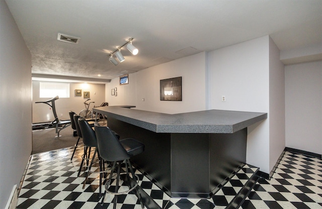 10760 Elmcrest Dr, Clive, IA 50325 - indoor dry bar with dark floors and rail lighting