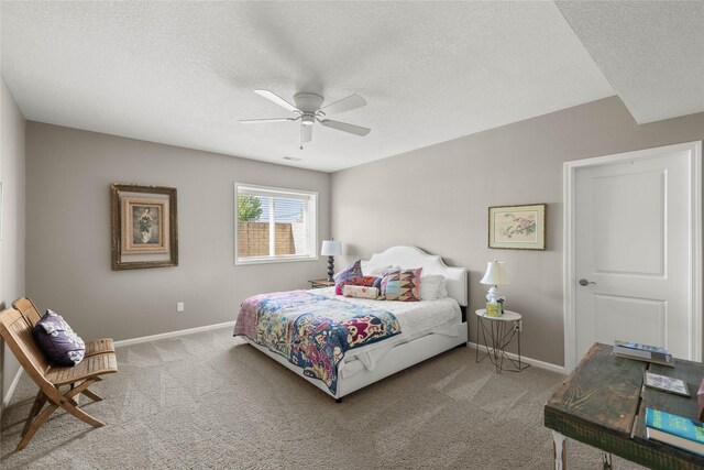 4400 132nd St, Urbandale, IA 50323 - bedroom with carpet, a textured ceiling, baseboards, and a ceiling fan