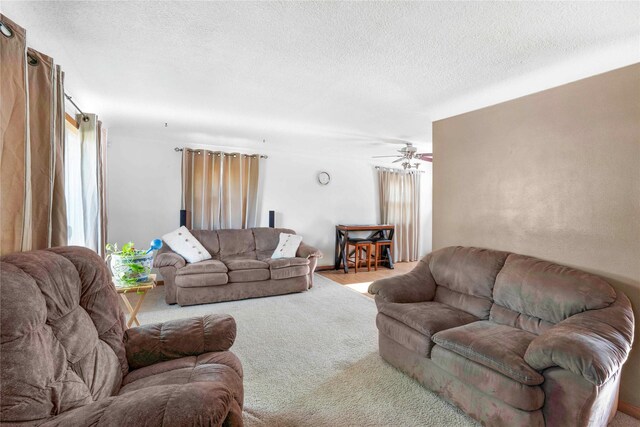 2106 62nd St, Des Moines, IA 50322 - living room with plenty of natural light, carpet flooring, a textured ceiling, and a ceiling fan