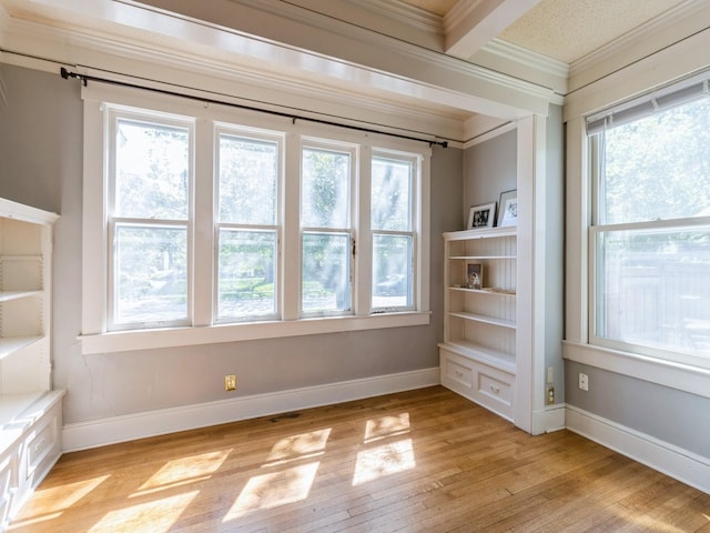 1070 37th St, Des Moines, IA 50311 - spare room featuring ornamental molding, light wood-style flooring, baseboards, and plenty of natural light
