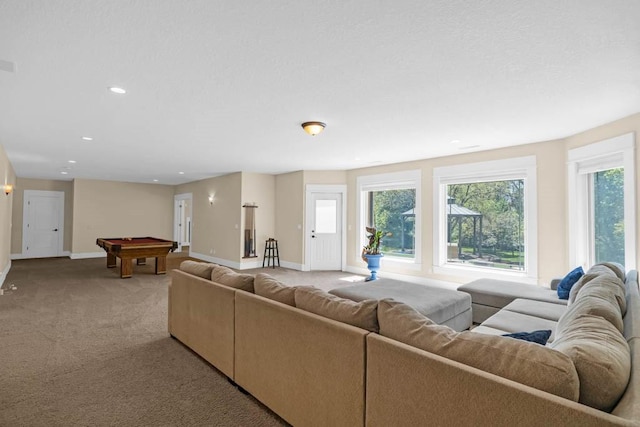 4408 Cochrane Pkwy, Ames, IA 50014 - carpeted living area with billiards, baseboards, and recessed lighting