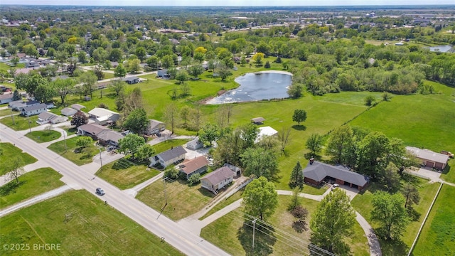 aerial view of a nearby body of water