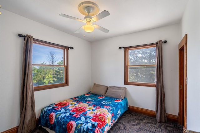 630 E Clay St, Osceola, IA 50213 - bedroom featuring multiple windows, ceiling fan, and carpet floors