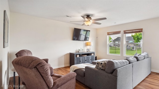 1508 E Euclid Ave, Indianola, IA 50125 - living area with ceiling fan, wood finished floors, and baseboards