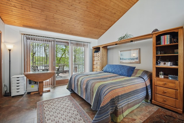 6252 Panorama Dr, Panora, IA 50216 - bedroom with lofted ceiling, access to exterior, and wood ceiling