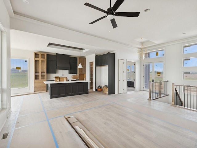 17406 Oakwood Dr, Urbandale, IA 50322 - living room with a raised ceiling and ceiling fan