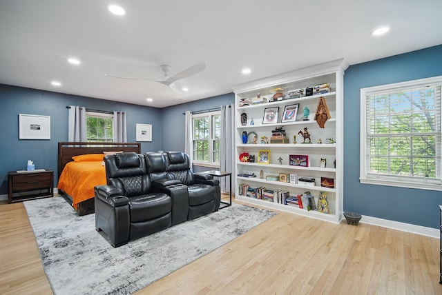 1919 Arlington Ave, Des Moines, IA 50314 - bedroom with recessed lighting, baseboards, wood finished floors, and a ceiling fan