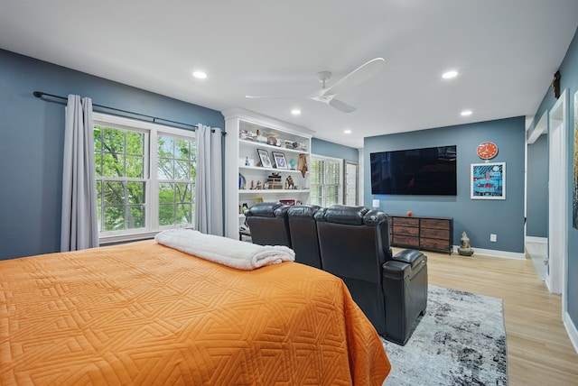 1919 Arlington Ave, Des Moines, IA 50314 - bedroom with light wood finished floors, recessed lighting, baseboards, and a ceiling fan