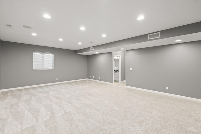 913 SE Trail Ridge Rd, Grimes, IA 50111 - basement featuring recessed lighting, light carpet, and baseboards