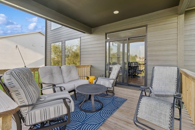 585 NW Rosemont Dr, Waukee, IA 50263 - wooden terrace featuring an outdoor living space