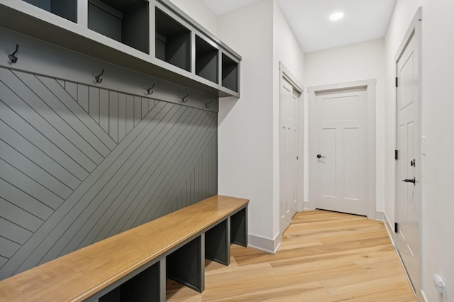 585 NW Rosemont Dr, Waukee, IA 50263 - mudroom featuring light wood finished floors and recessed lighting