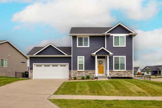 675 SE Maxwell Dr, Waukee, IA 50263 - view of front facade featuring board and batten siding, stone siding, driveway, and a garage
