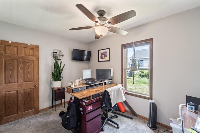 225 NW 50th Pl, Des Moines, IA 50313 - office with light colored carpet, baseboards, and a ceiling fan