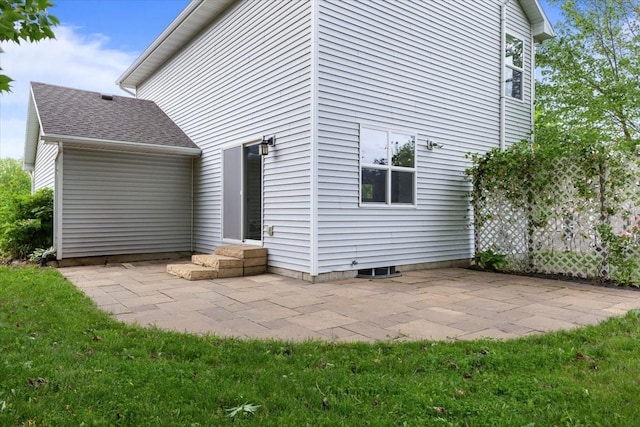 back of house with a patio area and entry steps