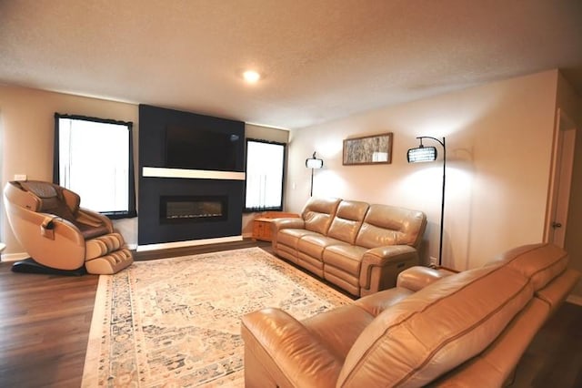 2010 N 7th St, Indianola, IA 50125 - living room with wood finished floors, a large fireplace, plenty of natural light, baseboards, and recessed lighting