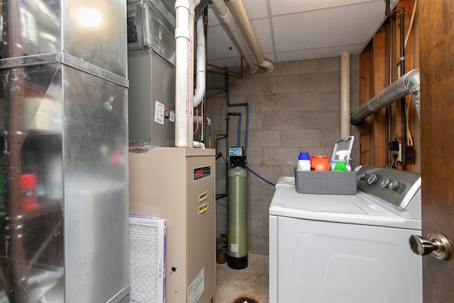 308 Nevada St, Glidden, IA 51443 - washroom with washer and dryer and concrete block wall
