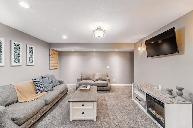2009 NW Boulder Ridge Ln, Ankeny, IA 50023 - living room featuring light carpet, recessed lighting, and baseboards