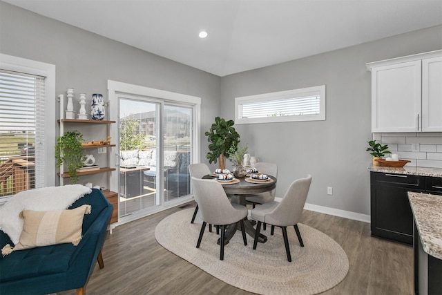 1350 97th St, West Des Moines, IA 50266 - dining area with wood finished floors, baseboards, and recessed lighting