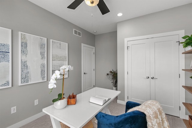 1350 97th St, West Des Moines, IA 50266 - office space featuring ceiling fan, baseboards, and recessed lighting