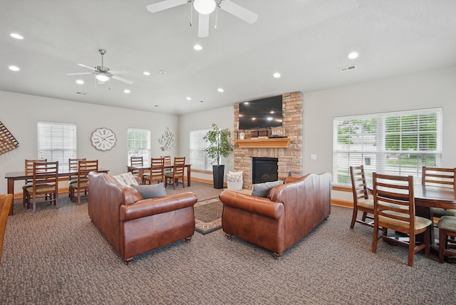 6082 Sheffield Cir, Johnston, IA 50131 - carpeted living area with ceiling fan, recessed lighting, and healthy amount of natural light