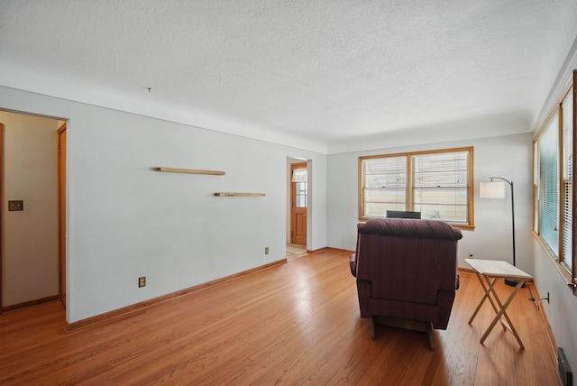 4147 E 7th St, Des Moines, IA 50313 - living area with a textured ceiling, plenty of natural light, light wood finished floors, and baseboards
