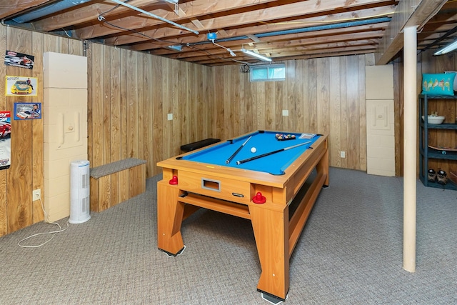 2209 8th Street Ct SW, Altoona, IA 50009 - rec room featuring carpet flooring, wooden walls, and billiards