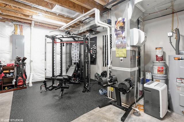 2817 Partlow St, Norwalk, IA 50211 - exercise room with water heater and electric panel