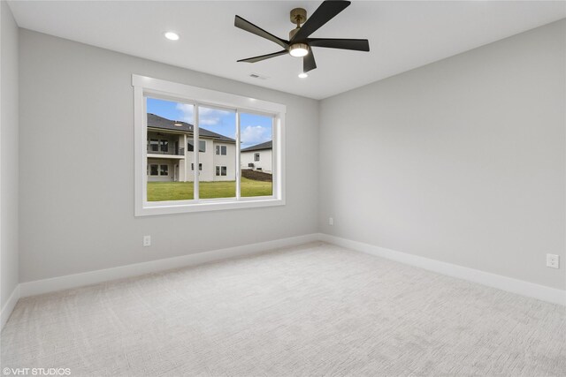 17400 Springbrook Trl, Urbandale, IA 50111 - unfurnished room with baseboards, carpet floors, recessed lighting, and ceiling fan