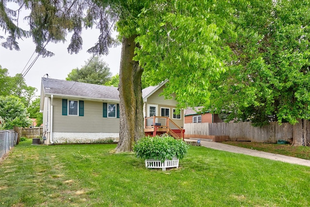 1236 63rd St, Windsor Heights, IA 50324 - back of house featuring a wooden deck and central AC unit
