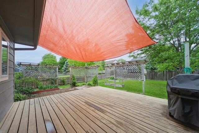 2230 NW 138th St, Clive, IA 50325 - wooden terrace featuring a pergola and grilling area