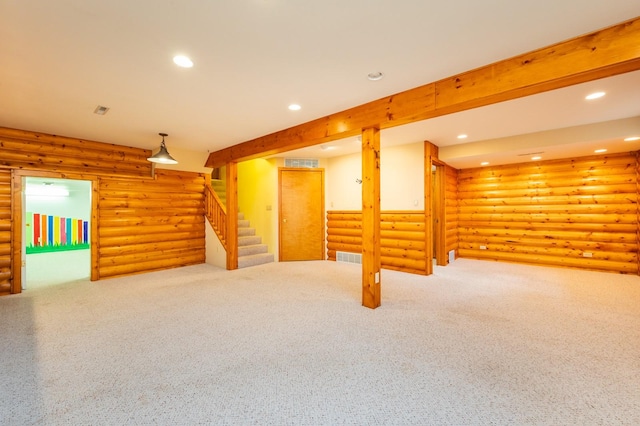 4521 77th St, Urbandale, IA 50322 - finished basement featuring stairway, recessed lighting, and carpet floors