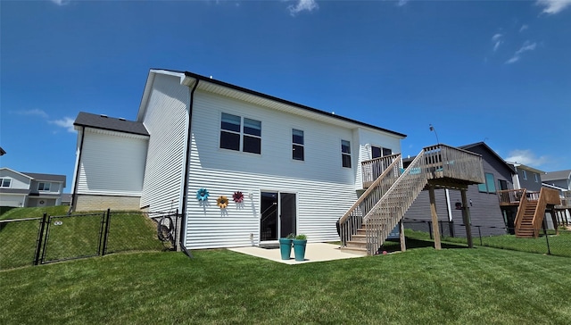 1917 Southbridge Dr, Adel, IA 50003 - back of house featuring stairway, a fenced backyard, a gate, and a wooden deck