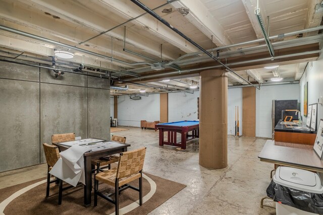 112 11th St Unit 506, Des Moines, IA 50309 - unfinished below grade area with pool table