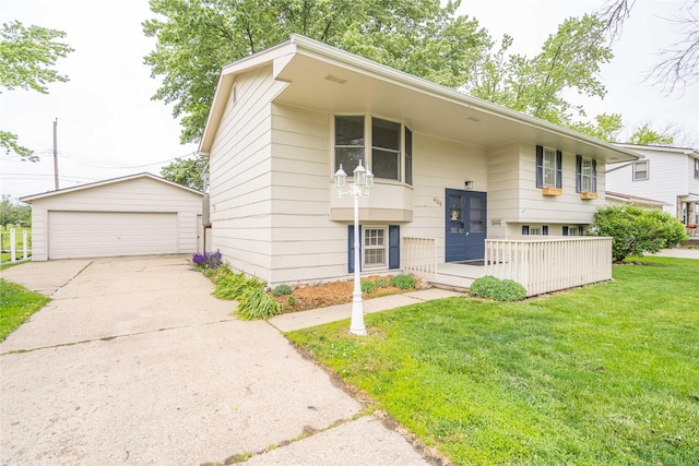 406 SE Trilein Dr, Ankeny, IA 50021 - split foyer home featuring a detached garage, an outdoor structure, and a front lawn
